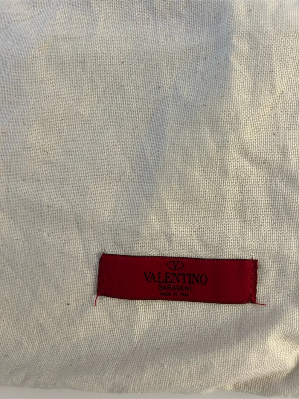 Valentino White Dust Bag with Red Label